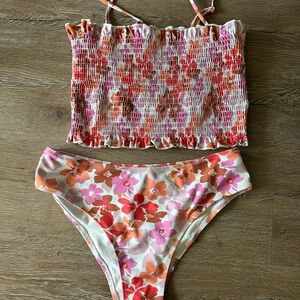 Floral Pink and Coral Bikini